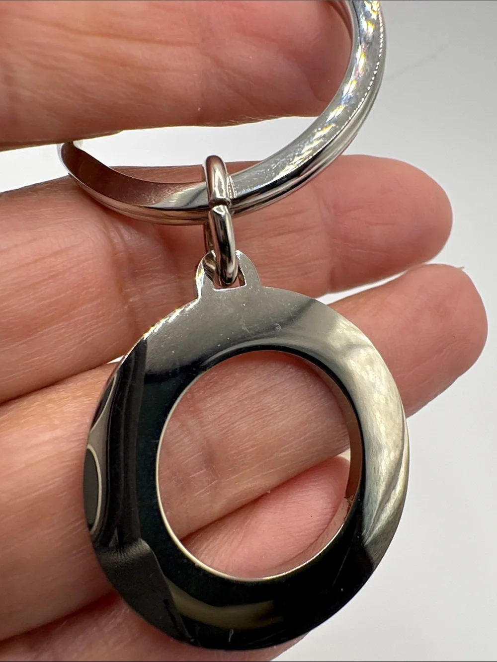 Coach Silver Keyring with Light Green Enamel Circle